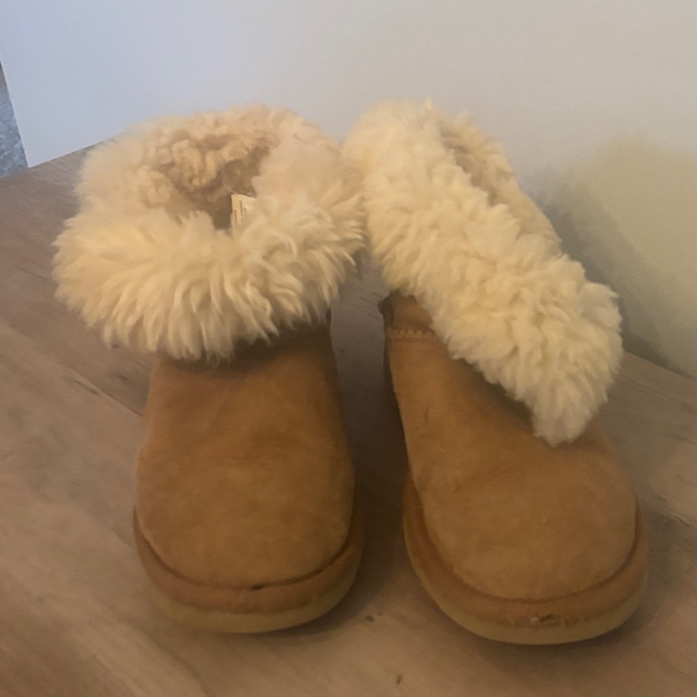 UGG Tan Kids Boots with Cream Fur